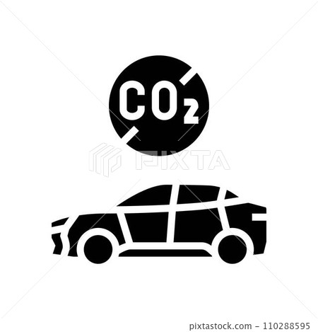 emission free car carbon glyph icon vector illustration 110288595