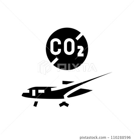 emission free plane carbon glyph icon vector illustration 110288596