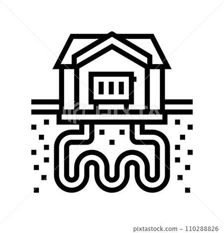 heat recovery system geothermal line icon vector illustration heat recovery system geothermal line icon vector illustration 110288826