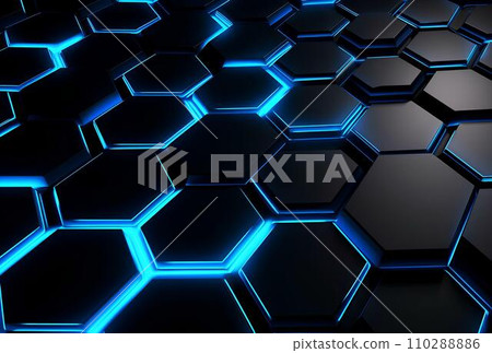 Abstract blue hexagon background. 3d render illustration with depth of field 110288886