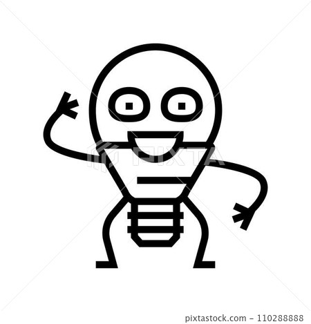 light bulb character energy line icon vector illustration 110288888