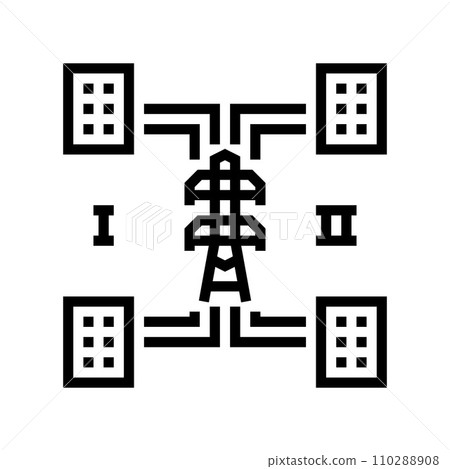 distributed generation electric grid line icon vector illustration distributed generation electric grid line icon vector illustration 110288908