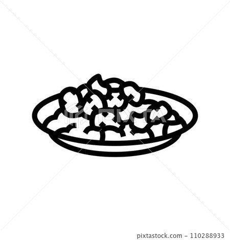 sesame chicken chinese cuisine line icon vector illustration 110288933