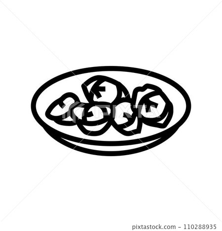 fried wontons chinese cuisine line icon vector illustration 110288935