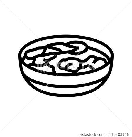 wonton soup chinese cuisine line icon vector illustration 110288946