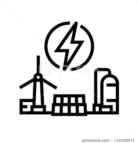 clean energy production carbon line icon vector illustration 110288971
