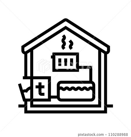 heating system biomass line icon vector illustration 110288988