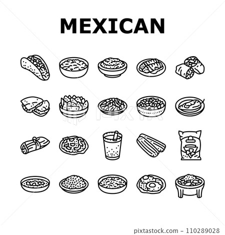 mexican cuisine food dinner icons set vector mexican cuisine food dinner icons set vector 110289028