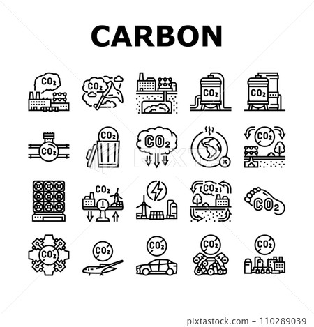 carbon capture co2 storage icons set vector 110289039