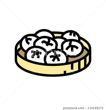 steamed buns chinese cuisine color icon vector illustration 110289272