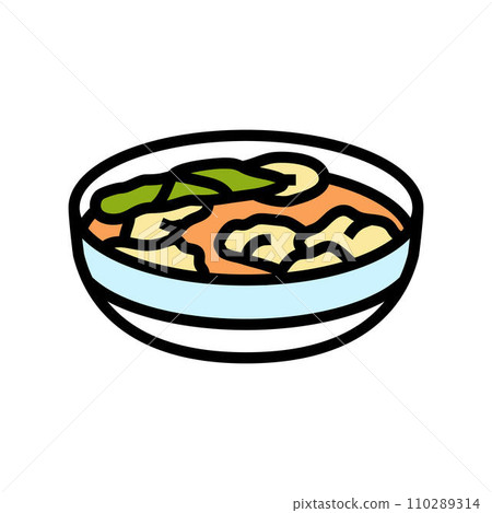wonton soup chinese cuisine color icon vector illustration 110289314