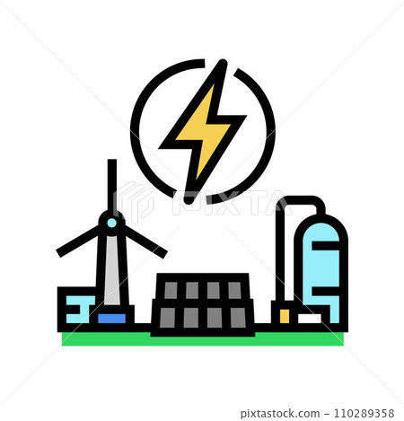 clean energy production carbon color icon vector illustration 110289358
