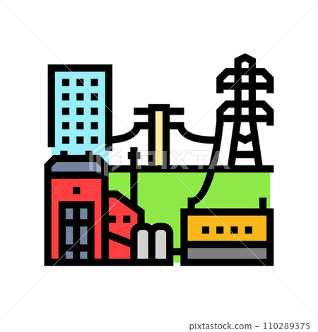 power grid biomass color icon vector illustration 110289375