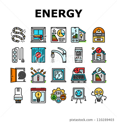 energy conservation green save icons set vector 110289403