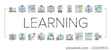 online learning platform web icons set vector online learning platform web icons set vector 110289551