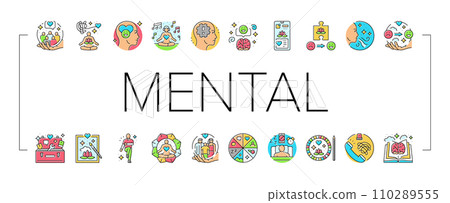 mental health people care mind icons set vector mental health people care mind icons set vector 110289555