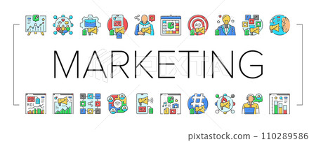 social media marketing icons set vector 110289586