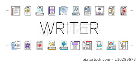 technical writer doc icons set vector technical writer doc icons set vector 110289678