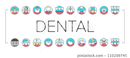 dental procedure clinic icons set vector 110289745