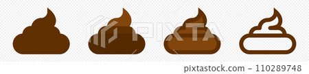 Poop line icon. Dog turd stroke and solid set Poop line icon. Dog turd stroke and solid set 110289748