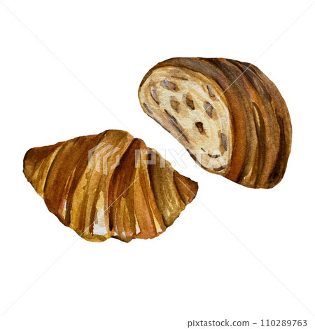 Croissant french a hand drawn watercolor sketch  110289763