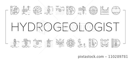 hydrogeologist industrial icons set vector 110289781