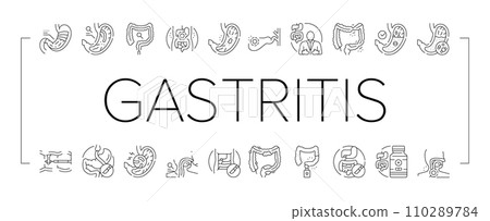 gastroenterologist doctor stomach icons set vector 110289784