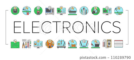 electronics technician technology icons set vector electronics technician technology icons set vector 110289790