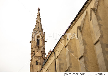 View of the Franciscan church of the Annunciation in Bratislava, Slovakia. Travel banner 110289817