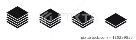 Layer stack illustration. Two, three four and five layer icon Layer stack illustration. Two, three four and five layer icon 110289833