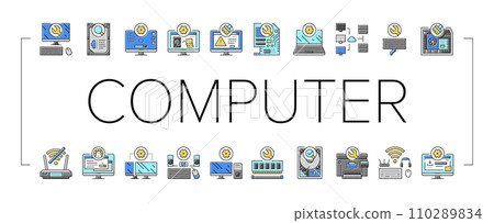 repair computer pc service icons set vector 110289834