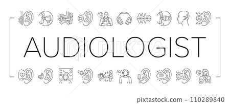 audiologist doctor ear deaf icons set vector 110289840