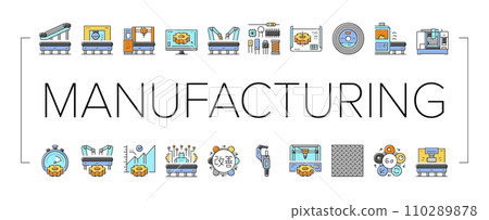 manufacturing industry factory icons set vector manufacturing industry factory icons set vector 110289878