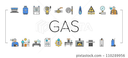 gas service energy power fuel icons set vector 110289956