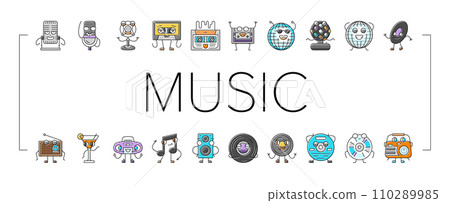 retro music character icons set vector 110289985