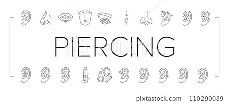 piercing fashion beauty earring icons set vector piercing fashion beauty earring icons set vector 110290089