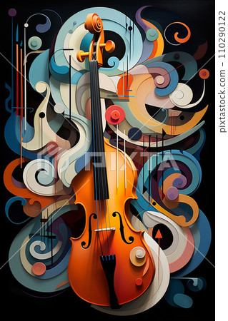 Abstract wall background rhythm through abstraction, repetitive patterns, undulating forms, and a rhythmic color palette 110290122