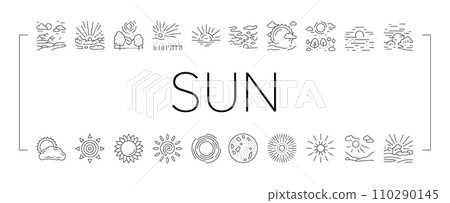sun summer sunlight light icons set vector sun summer sunlight light icons set vector 110290145