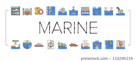 marine engineer boat mechanic icons set vector marine engineer boat mechanic icons set vector 110290159