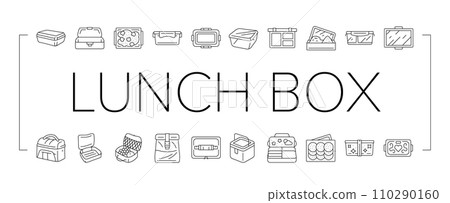 lunch box food school meal icons set vector 110290160