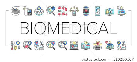 biomedical medical science icons set vector 110290167
