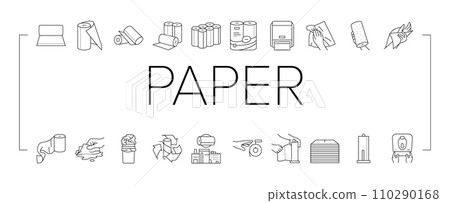 paper towel roll kitchen icons set vector paper towel roll kitchen icons set vector 110290168
