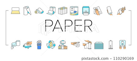 paper towel roll kitchen icons set vector paper towel roll kitchen icons set vector 110290169