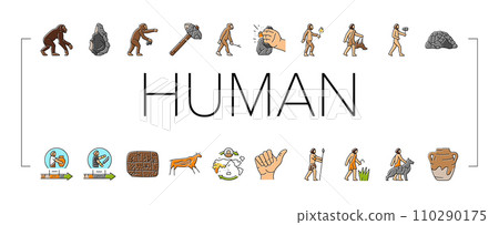 human evolution man caveman icons set vector 110290175