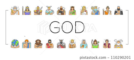 greek god mythology ancient icons set vector 110290201