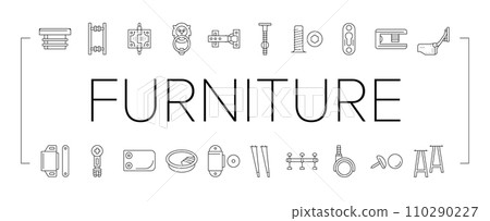 hardware furniture detail fitting icons set vector 110290227