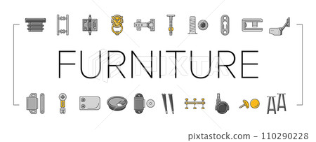 hardware furniture detail fitting icons set vector hardware furniture detail fitting icons set vector 110290228