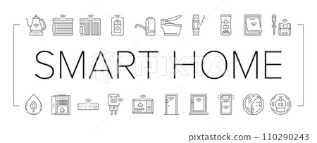 home smart technology control icons set vector 110290243