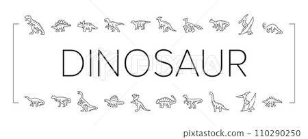 dinosaur dino animal cute icons set vector dinosaur dino animal cute icons set vector 110290250