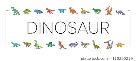 dinosaur dino animal cute icons set vector dinosaur dino animal cute icons set vector 110290259